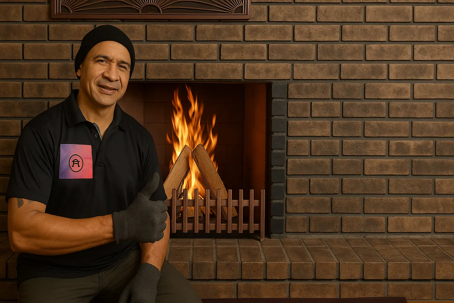 Alpha CSI co-founder Gemmal carefully rebricking a fireplace with high-quality fire bricks to restore safety and function in a Kapiti home.